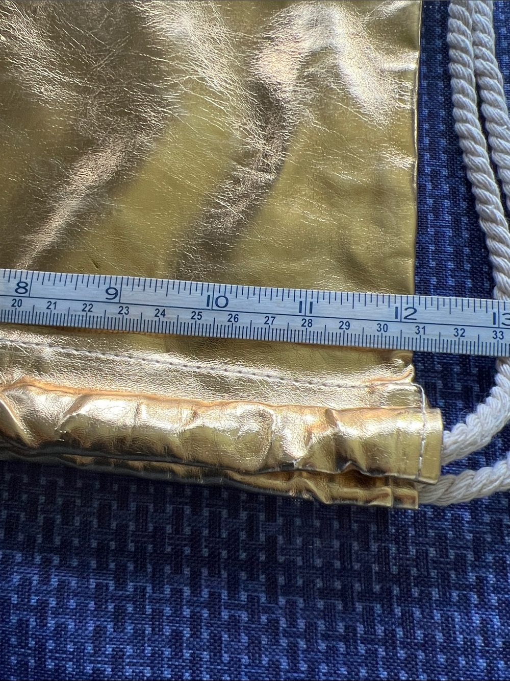 Shiny Gold Drawstring Backpack with White Rope Straps - Picture 7 of 7